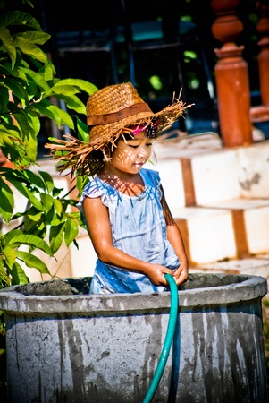 Children play in the waterの写真素材
