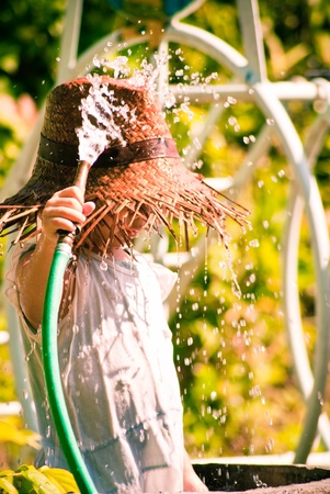 Children play in the waterの写真素材
