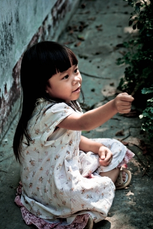 Kids in the gardenの写真素材