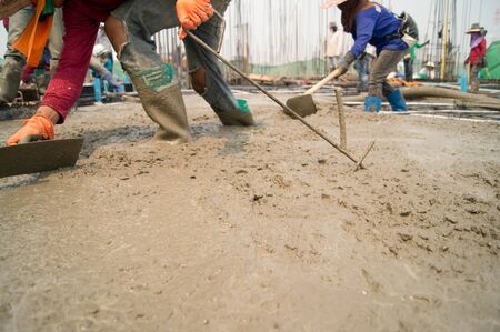 Workers were pouring concreteの写真素材
