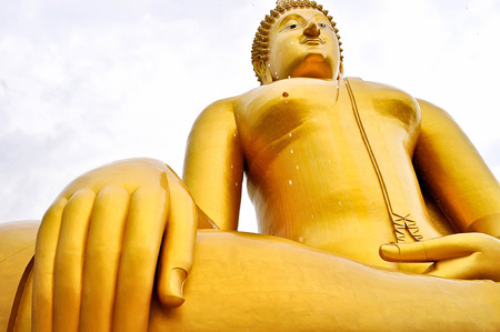 Big buddha statue  at Wat Muang, Angthong, Thailand.の写真素材