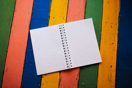 Background wood colorful and Notebook