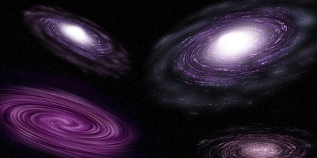 Group of pink galaxy twist with cloud in the universe