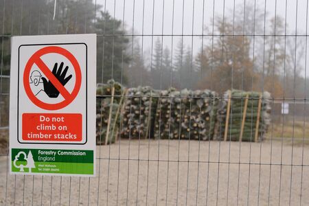 do not climb on timber stacks warning signの写真素材