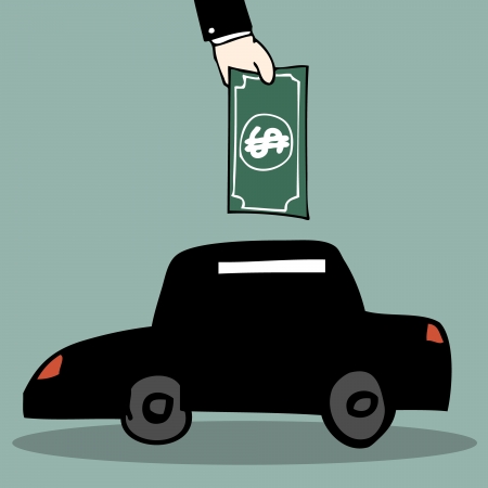 Illustration of hand drawn car piggy bankのイラスト素材
