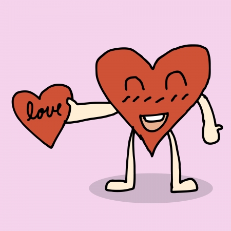 Illustration of hand drawn heart gives loveのイラスト素材