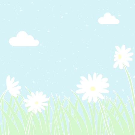 Illustration of hand drawn vintage daisy backgroundのイラスト素材