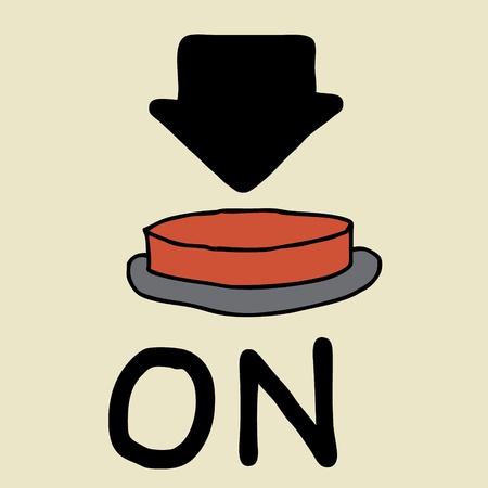 Illustration of hand drawn cartoon on button