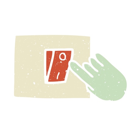 Illustration of hand press the switch on the wallのイラスト素材