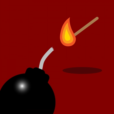 Illustration of a match lighting bomb ballのイラスト素材