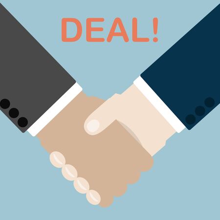 Illustration of businessman doing a handshake to make a dealのイラスト素材