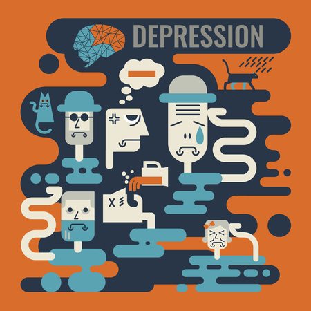 Illustration of graphic design depression conceptのイラスト素材