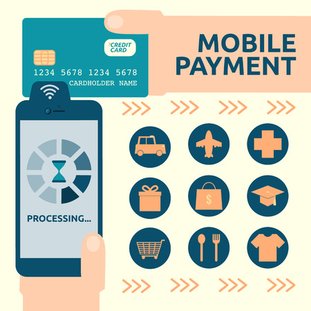 Illustration of mobile payment concept with iconsのイラスト素材