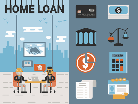 Illustration of home loan concept with iconsのイラスト素材
