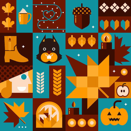 Illustration of fall season concept collage backgroundのイラスト素材