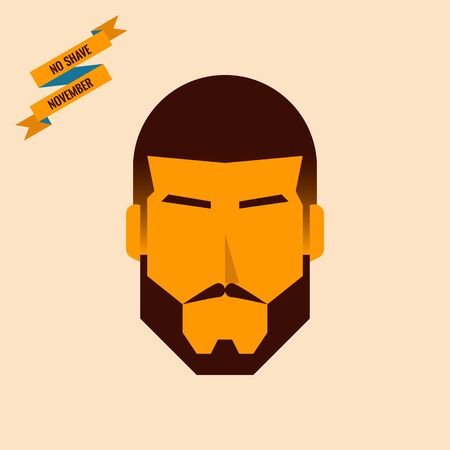 Illustration of manly face, no shave November conept backgroundのイラスト素材