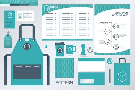 company stationery template design in green theme for brand corporate identityのイラスト素材