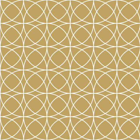 Elegant white circle seamless and repeatable pattern on gold abstract backgroundのイラスト素材