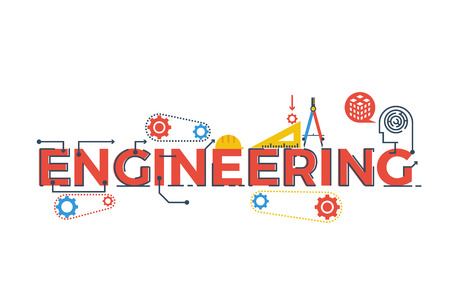 Illustration of ENGINEERING word in STEM - science, technology, engineering, mathematics education concept typography design with icon ornament elements