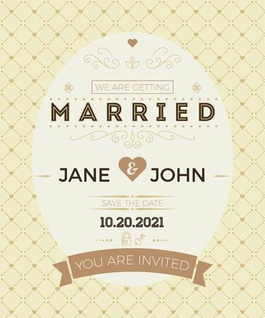 Vintage wedding invitation card template with clean & simple layout illustrationのイラスト素材