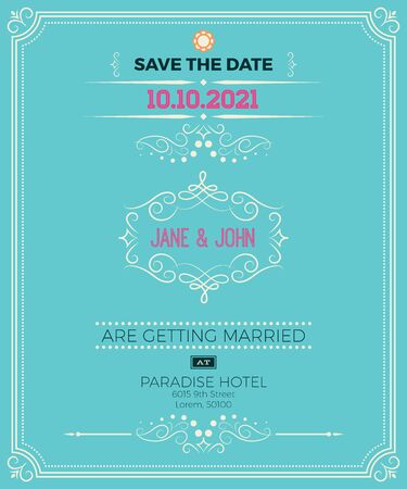 Vintage wedding invitation card template with clean & simple layout illustrationのイラスト素材