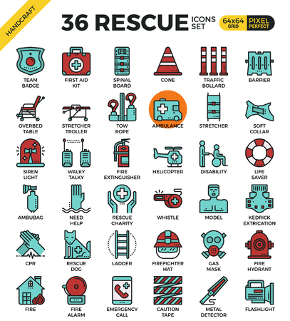 Rescue emergency outline icons concept in modern style for website or print illustrationのイラスト素材