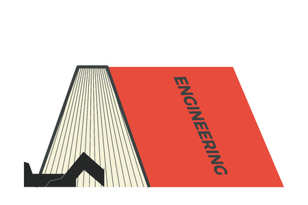 Illustration of ENGINEERING book in STEM - science, technology, engineering, mathematics school education conceptのイラスト素材