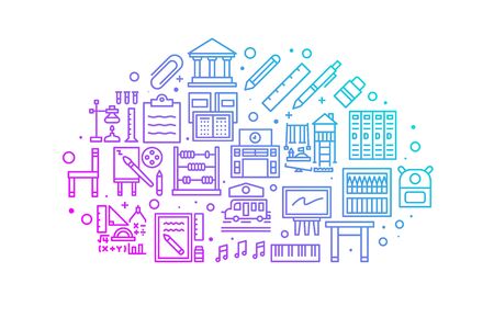 School and education gradient line icons illustration. Design in modern style with related icons ornament concept for ui, ux, web, app banner designのイラスト素材