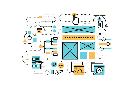 UI/UX design line icons illustration. Design in modern style with related icons ornament concept for website, app, web banner.のイラスト素材