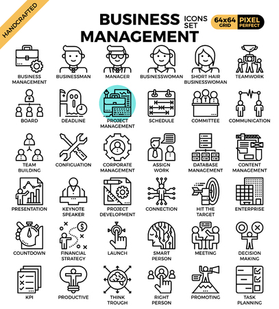 Business management concept detailed line icons set in modern line icon style for ui, ux, website, web, app graphic designのイラスト素材