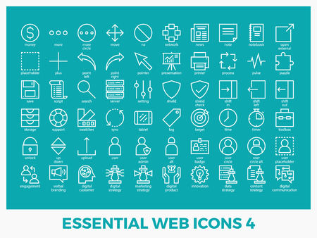 Essential mixed web icons set in modern line icon style for ui, ux, website, web, app graphic designのイラスト素材