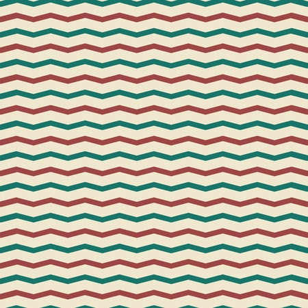 Seamless Christmas Pattern in vintage color style with red and green zigzag stripesのイラスト素材