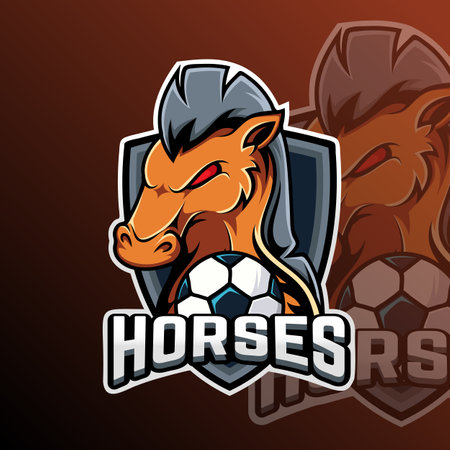 Horses Football Animal Logo Sport Club Team Badgeのイラスト素材