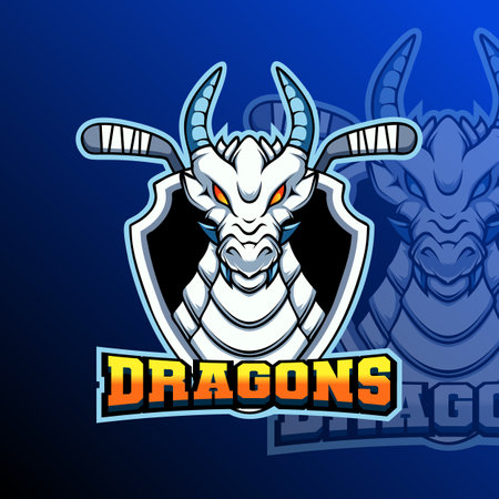 Dragons Hockey Animal Logo Sport Club Team Badgeのイラスト素材