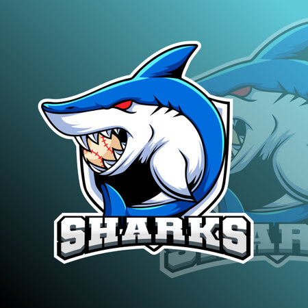 Shark Baseball Animal Logo Sport Club Team Badgeのイラスト素材