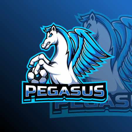 Flying Pegasus Animal Logo Sport Club Team Badgeのイラスト素材