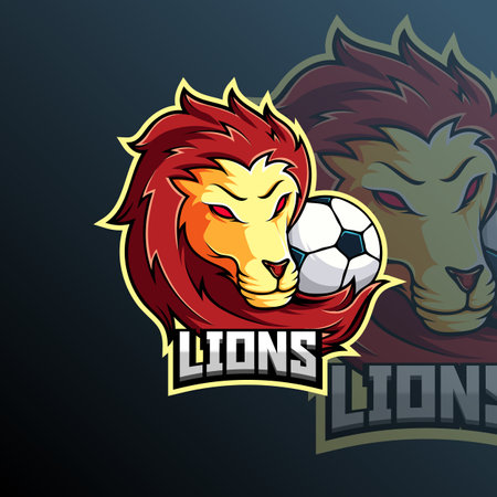 Lions Football Animal Logo Sport Club Team Badgeのイラスト素材