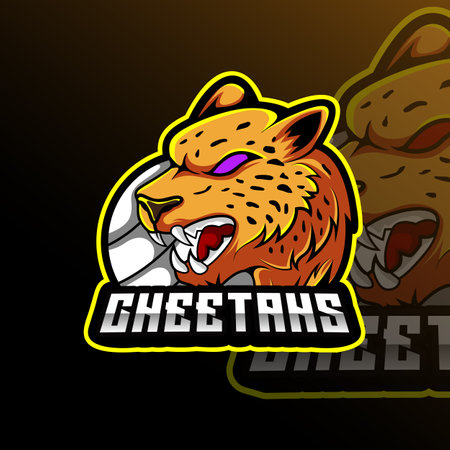 Cheetahs Volleyball Animal Mascot Sport Club Team Badgeのイラスト素材