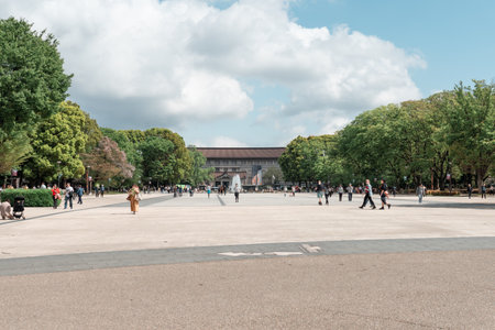 TOKYO, JAPAN - APRIL 8, 2023: People walking in Ueno park during springtime in Aprilのeditorial素材