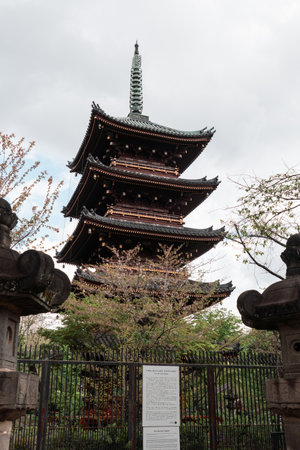TOKYO, JAPAN - APRIL 8, 2023: Fivefold Pagoda of Kanâei-ji Temple in Ueno parkのeditorial素材