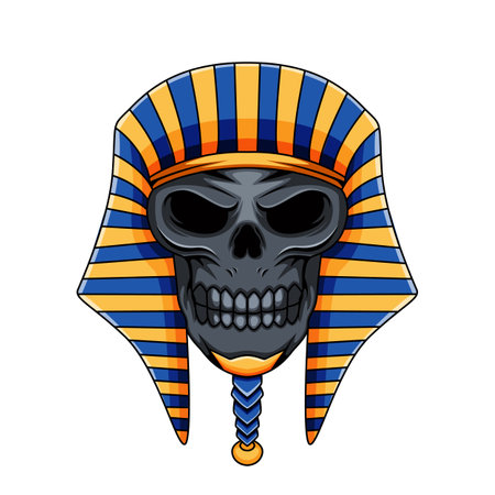 Illustration of golden pharaoh Egypt human skull mascot characterのイラスト素材
