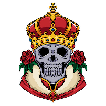 Illustration of king human skull character wearing crownのイラスト素材