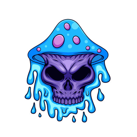 Illustration of mushroom human skull mascot character with liquid poisonのイラスト素材