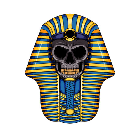 Illustration of golden pharaoh Egypt human skull mascot characterのイラスト素材