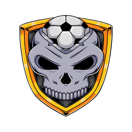 Illustration of soccer human skull character sport team badgeのイラスト素材