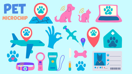 Pet shop icons set. Flat illustration of pet shop vector icons for web designのイラスト素材
