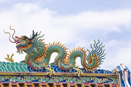 The Chinese Dragon in the top of the roofの写真素材