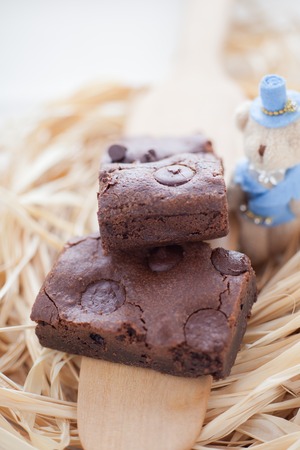 Chewy Fudge chocolate chip Homemade Browniesの写真素材