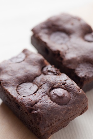 Chewy Fudge chocolate chip Homemade Browniesの写真素材