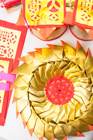 Incense paper are sheets of paper that are burned in traditional Chinese (Chinese new year)の写真素材